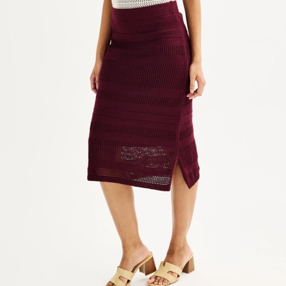 NWT Nine West Crochet Burgundy Skirt size large